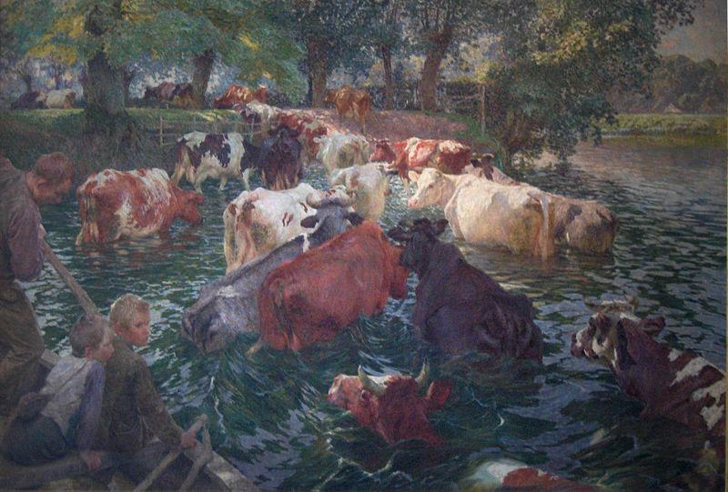 Emile Claus Cows crossing the Lys River